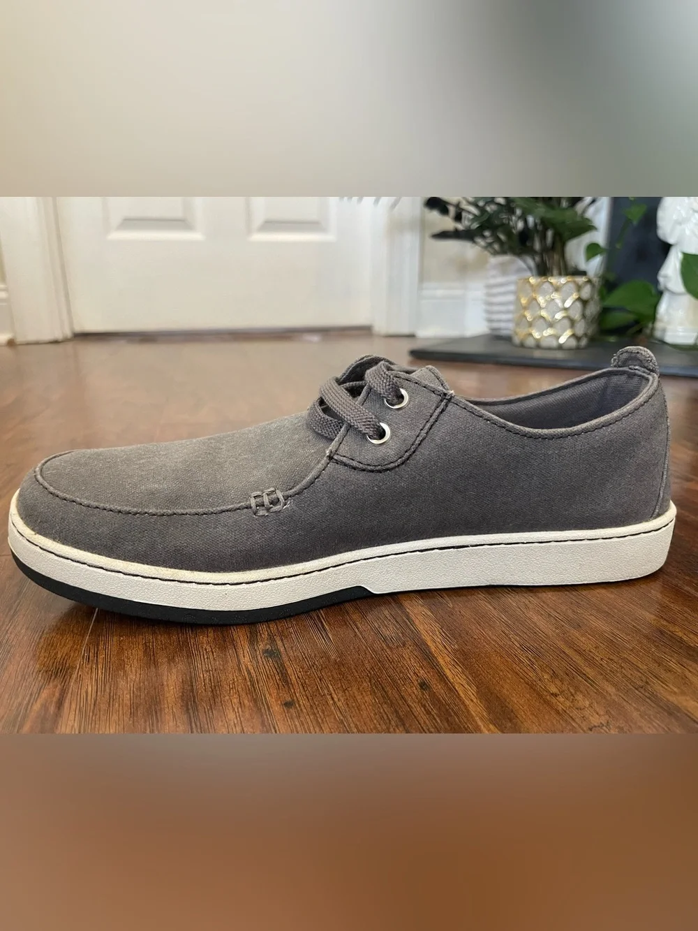 L.L.Bean Campside Canvas Sneakers Men’s 10 Gray Canvas Casual Boat Shoes EUC